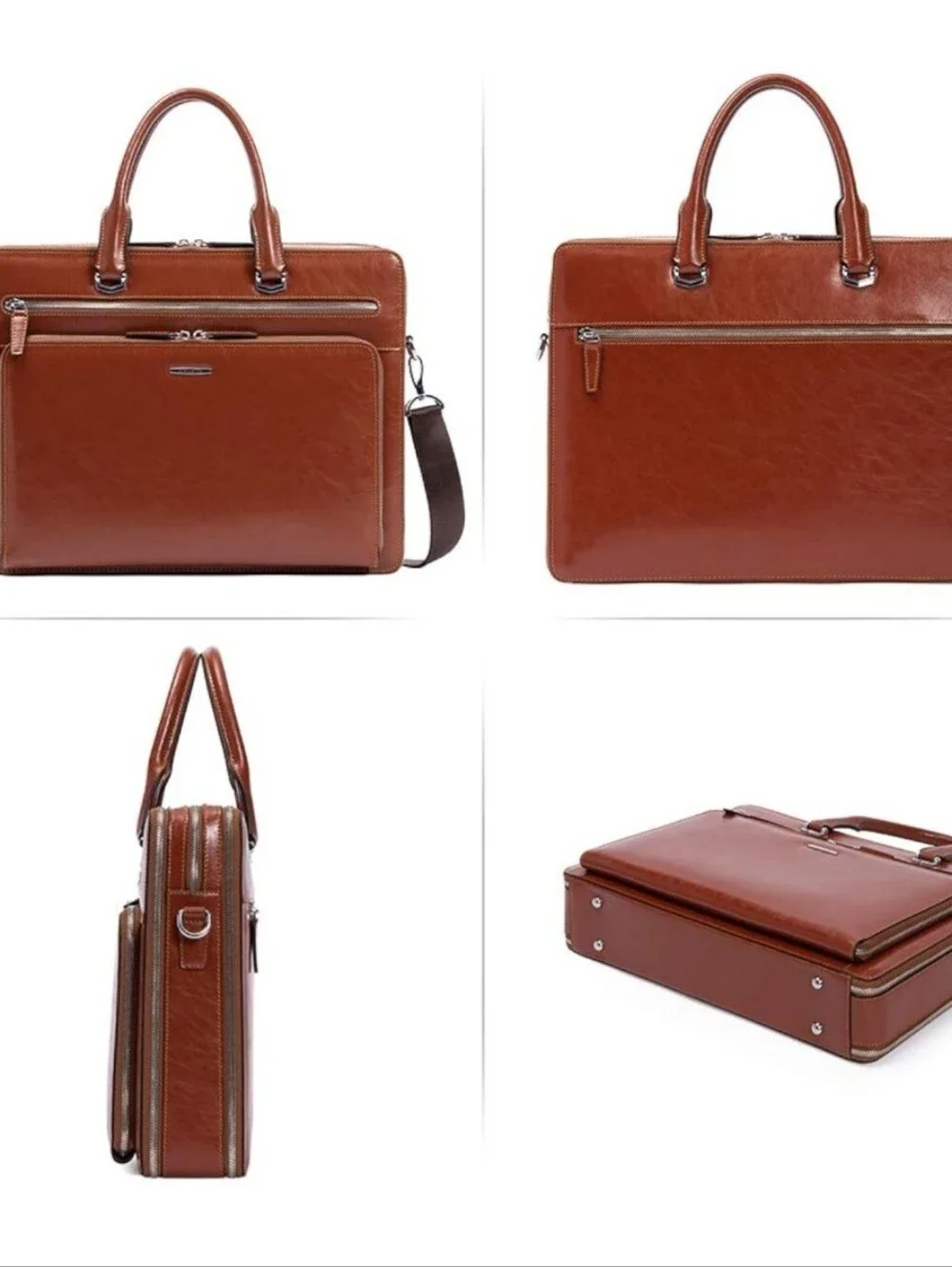 BOSTANTEN Briefcases Messenger Bag Genuine Leather Laptop Bag 15.6 inch